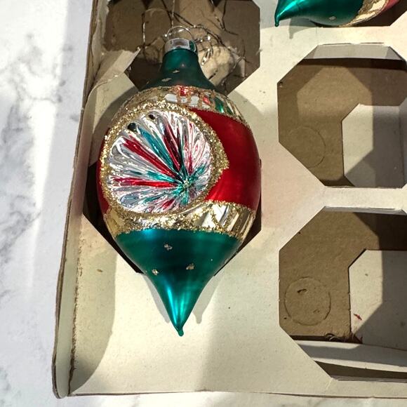 Vintage mercury glass hand blown Christmas ornaments x6 mid century - Picture 5 of 14